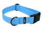 Preview: Hundehalsband 3cm breit mit Steckschnalle und Ring in schwarz und robustes Gurtband hellblau