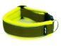 Preview: Hundehalsband mit Klickverschluss und Reflektorband aus Gurtband olivgrün gepolstert mit weichem Fleece neongelb