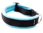 Preview: Hundehalsband schwarz mit Klickverschluss gepolstert mit Fleece hellblau