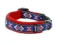 Preview: Hundehalsband mit Klickverschluss und Borte Indianer rot und Fleece rot