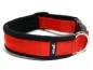 Preview: Hundehalsband rot mit Klickverschluss gepolstert mit Fleece schwarz