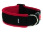 Preview: extra breites Hundehalsband mit Sicherheitsverschluss in Farbe schwarz mit weichem Polar Fleece rot