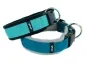 Preview: Hundehalsbänder Langhaar türkis und petrol mit Fleece gepolstert großer Rundring