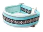 Preview: Hundehalsband Zugstopp reflektierend breit Borte Webband Fleur de lis silber schwarz türkis mint