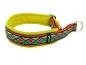Preview: Hundehalsband mit Zugstopp orange gelb verziert mit Borte farbenfroh