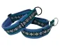 Preview: Hundehalsbänder Zugstopp Borte Webband Fleur de Lis silber schwarz petrol jeans