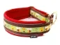 Preview: Hundehalsband Zugstopp reflektierend Borte Webband Frühling Biene lindgrün braun rot Messing