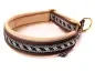 Preview: Hundehalsband Zugstopp reflektierend Borte Webband Mittelalter silber schwarz braun beige Messing