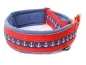 Preview: Hundehalsband Zugstopp reflektierend breit Borte Webband maritime Anker marine dunkelblau rot Messing