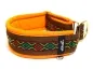 Preview: Hundehalsband Zugstopp reflektierend breit Borte Webband Ethno braun orange