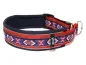 Preview: Hundehalsband Zugstopp reflektierend Borte Webband Indianer blau rot marine