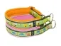 Preview: Hundehalsbänder Zugstopp Borte reflektierend Webband lindgrün Frühling Biene orange Dino rosa