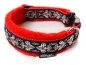 Preview: Hundehalsband mit Klickverschluss und Borte Fleur de Lis und Fleece rot