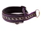 Preview: Hundehalsband Zugstopp reflektierend Borte Webband Mittelalter silber schwarz lila