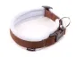 Preview: Hundehalsband Langhaar mit Fleece gepolstert Weiß Braun