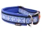 Preview: Hundehalsband mit Sicherheitsverschluss und Borte Fleur de Lis silber blau