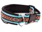Preview: Hundehalsband mit Klickverschluss und Borte Ethno Muster türkis schwarz