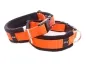 Preview: Hundehalsbänder orange mit Klickverschluss gepolstert mit Fleece braun und schwarz