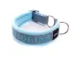 Preview: Hundehalsband mit Namen ohne Zug Stopp weich Fleece grau blau