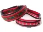Preview: reflektierende Hundehalsbänder mit Webband rot schwarz Ethno und Weihnachten