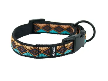 Langhaar Hundehalsband 20 mm mit Borte in braun blau