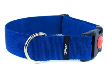 breites Hundehalsband mit Sicherheitsverschluss königsblau