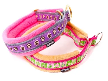 eRPaki® FLEECE Borte Hundehalsband Zugstopp 25mm