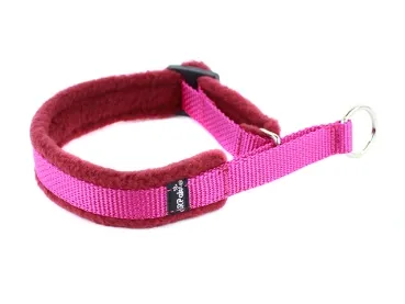 Hundehalsband Zugstopp weich Fleece pink lila