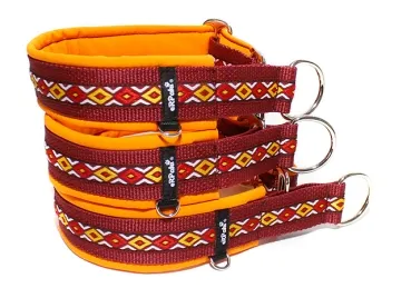 Hundehalsband Zugstopp Borte Webband Ethno weinrot
