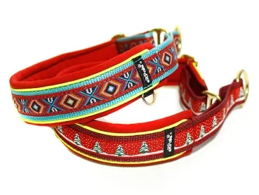 Hundehalsbänder Zugstopp Borte reflektierend neongelb Webband Indianer Weihnachten
