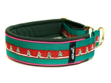Hundehalsband Zugstopp reflektierend breit Borte Webband Weihnachten Tannenbaum grün dunkelgrün