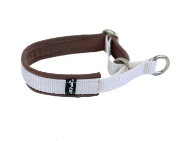 Hundehalsband Zugstopp weiß braun