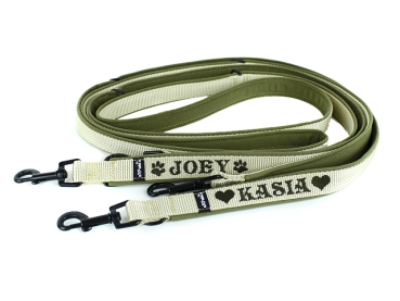 Preview: Hundeleine Softshell verstellbar personalisiert