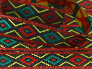 Borte Webband 20mm - Ethno yellow green - 1m