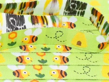 Borte Webband 15mm - Bienchen hellgrün - 1m