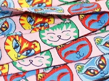 Borte Webband 16mm - Cats rosa - 1m
