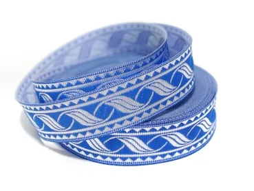 Borte Jacquard 20mm - Mittelalter silber blau - 1m