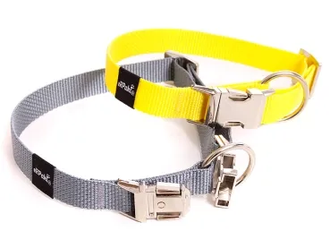 eRPaki BASIC Hundehalsband Langhaar 20mm gelb und grau