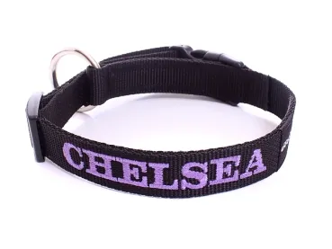 Namenshalsband Langhaar 25mm schwarz