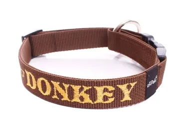 Namenshalsband Langhaar 25mm braun