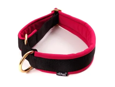 pflegeleichtes Sport Halsband schwarz pink mit Ringen aus Messing