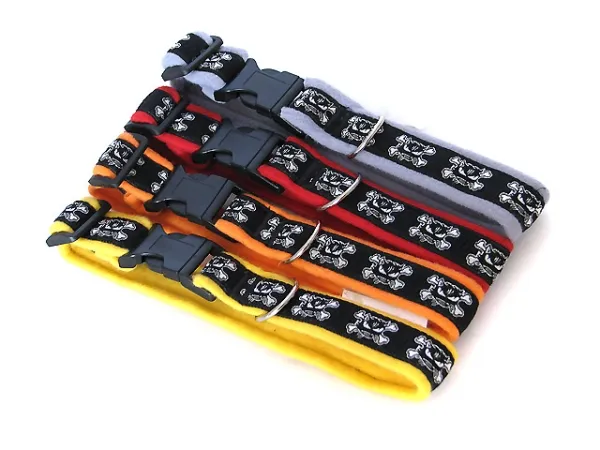 Hundehalsband mit Klickverschluss und Borte und Fleece