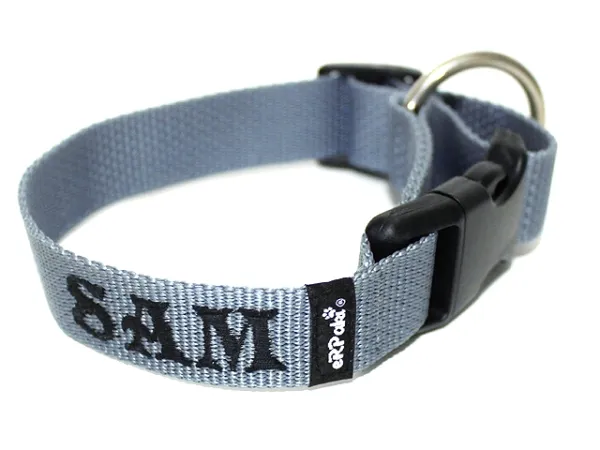 Namenshalsband Langhaar 25mm mittelgrau