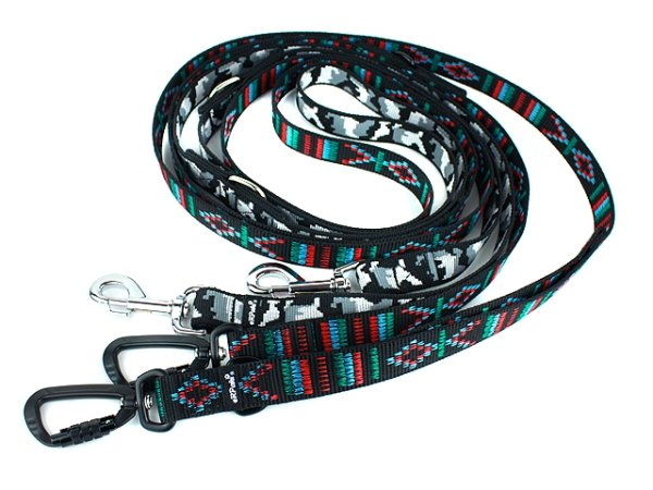 Robuste verstellbare Hundeleine mit Aluminium Sicherheitskarabinerhaken Design Indianer & mit Bolzenkarabinerhaken im Design Camouflage