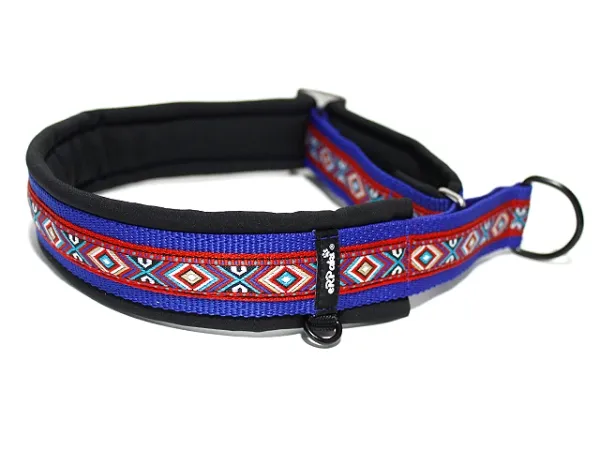 Hundehalsband Zugstopp Borte Webband Indianer rot königsblau