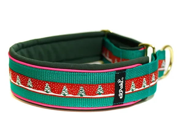 Hundehalsband Zugstopp reflektierend breit Borte Webband Weihnachten Tannenbaum grün dunkelgrün