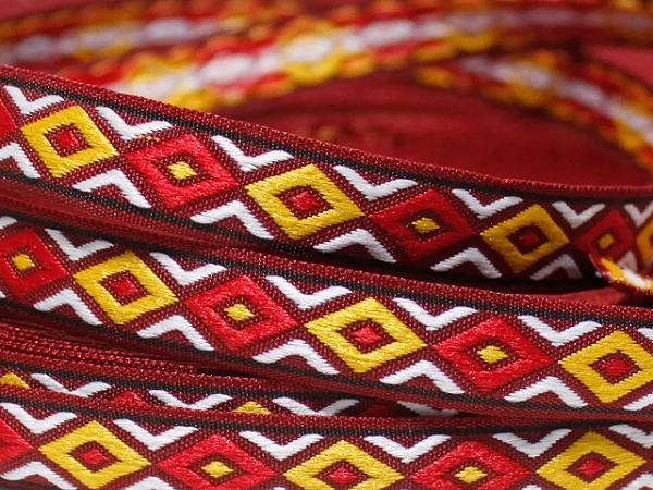 Borte Webband 13mm - Ethno weinrot - 1m