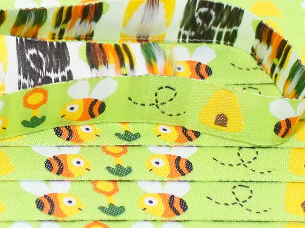 Borte Webband 15mm - Bienchen hellgrün - 1m