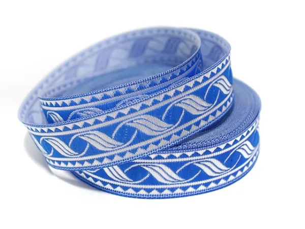 Borte Jacquard 20mm - Mittelalter silber blau - 1m