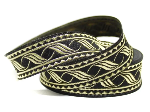 Borte Jacquard 20mm - Mittelalter gold schwarz - 1m